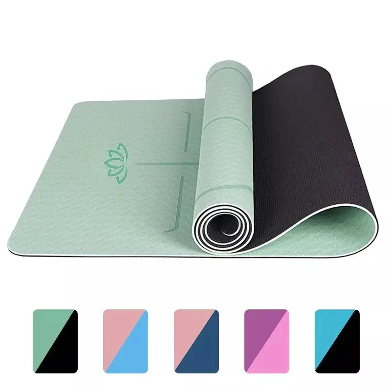 Thảm Tập Yoga Định Tuyến 8mm TPE 2 Lớp Cao Cấp Tặng Kèm Túi Đựng – Thảm Yoga Chống Trượt Chính Hãng Gobos