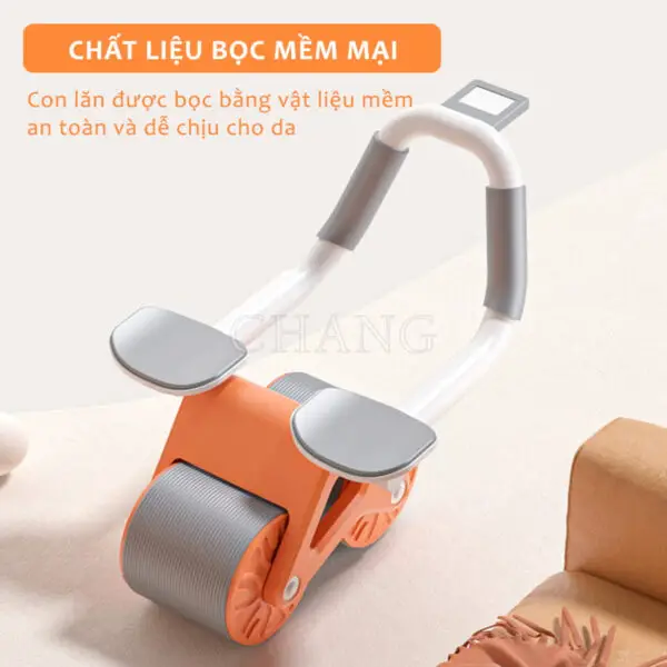 Con Lăn Tập Bụng Trợ Lực FAUGET 2 Bánh Đàn Hồi Thế Hệ Mới Thiết Kế Mút Đệm Kê Tay, Chất Liệu Thép Chắc Chắn Kèm Đồng Hồ